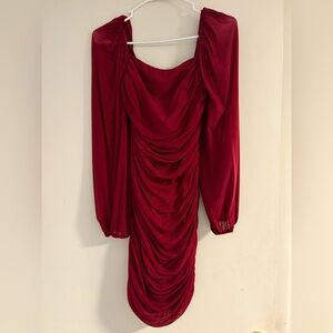Burgundy Long Sleeve Dress